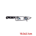 Detalle de parche bordado con forma de daga y ojo de anime azul 10,3x2,1 cm - Estilo Cuchillo Ojo Anime (PE8683CT)