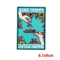 Embroidered landscape patch with sun and floral design for denim jackets and clothes - Hippie Style Hands Sunflower Style (PE9491CT)