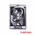 Close-up of Death Tarot card embroidery patch with intricate black and white stitching details - Death Style (PE9301CT)
