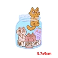 Toppa ricamata con gatti carini nel barattolo Anti Deprecats 5.7x9cm per fai da te - Barattolo Anti Deprecats (PE9654CT)