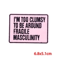 Pink rectangular embroidery patch with black embroidered slogan and stitched border - Self-Love(PE9672CT)