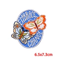 Dettaglio della toppa ricamata con farfalle colorate e testo Embrace Change - Stile Farfalla Embrace Change (PE9646CT)