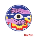 Parche bordado redondo de 7cm con ojo y mano morada para ropa y manualidades DIY - Estilo de Ojo en Mano Púrpura (PE8951CT)
