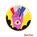 7cm round rainbow embroidery patch with eye palm and purple gesture for DIY clothing - Crossed Fingers Eye Style (PE8952CT)