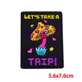 Detail of colorful mushroom tarot embroidery patch with Let's Take A Trip text - Mushroom Theme (PE9414CT)