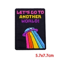 Close-up of UFO embroidery patch with colorful lettering and detailed stitching - UFO Theme (PE9416CT)