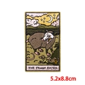 Detailed embroidery of The Trash Eater opossum tarot card patch measuring 5.2x8.8cm - Trash Eater Possum (PE9675CT)