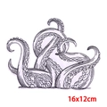 Detaillierter schwarz-weißer Oktopus-Tentakel-Tattoosticker in 16x12cm auf weißem Grund - Schwarz-Weißer Oktopus-Tentakel-Stil (PE9739CT)