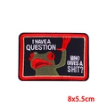 Funny green frog embroidery patch I Have A Question 8x5.5cm punk style fabric badge - Frog Question Slogan Style (PE9743CT)