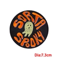 7.3cm Halloween round patch with SORTA SPOOKY embroidery and green ghost detail - Sorta Spooky Ghost (PE8672CT)