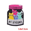 Cat antidepressants bottle embroidery patch with punk style for DIY jackets 5.8x7.5cm - Anti-Depressant Bottle Cat Style (PE8763CT)