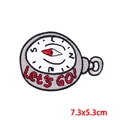 Detailed embroidery patch showing a 7.3x5.3cm compass design with Let's Go text - Red Let's GO Compass (PE8761CT)