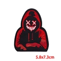Punk skeleton embroidered patch for clothing with a street style hoodie design and red lips - Mysterious XX Eyes Mask (PE8684CT)