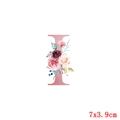 Patch thermique lettre I fleurie rose, taille 7x3,9 cm pour personnalisation textile - Style Lettre I (TH3957)