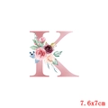 Patch thermocollant lettre K à fleurs, dégradé rose, dimension de 7.6x7cm - Style Lettre K (TH3959)