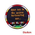 Oeteldonk carnaval kikker borduursel patch op zwarte twill stof met 8cm diameter maat - OETELDONK Tekst Zwarte Achtergrond (PE9530CT)