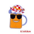 Detail of Oeteldonk beer mug patch with embroidery texture, 8.1x9.8cm size - Personified Beer Cup (PE9593CT)