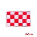 Close-up of red and white checkered Oeteldonk embroidery patch measuring 8x5cm - Red White Checkered (PE9613CT)