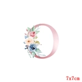 Patch thermocollant lettre O avec fleurs roses aquarelle pour vêtements DIY, 7x7cm - Style Lettre O (TH3963)