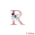 Patch thermique lettre R rose à fleurs, autocollant fer à repasser de 7,2x7cm - Style Lettre R (TH3966)