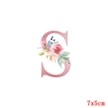 Patch thermocollant lettre S fleurie avec roses roses et feuilles, taille 7x5cm - Style Lettre S (TH3967)