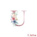 Patch thermocollant lettre U avec roses aquarelle pour déco vêtement DIY de 7,3x7cm - Style Lettre U (TH3969)