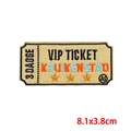 Kruikenstad Karneval VIP Ticket Bestickter Aufnäher mit bunten Buchstaben, 8,1x3,8cm - VIP-Ticket Stil (PE9592CT)