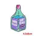 Detail view of 4.5x8cm Boy Tears bottle embroidery patch with vibrant 100% Fresh texture - Boy Tears Bottle Style (PE8767CT)