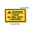 Warning text embroidered patch in yellow with black border for outdoor DIY accessories - Yellow Warning Slogan (PE9986CT)