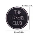 6.5cm The Losers Club round embroidered patch with black twill base and silver lettering - The Losers Club Round (PE10014CT)