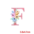 Embroidered letter F patch with pink flowers and green leaves for DIY clothing, 3.8x4.7cm - Letter F (PE7615CT-F)