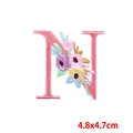 Pink letter N floral embroidery patch, 4.8x4.7cm iron-on applique for clothes - Letter N (PE7615CT-N)
