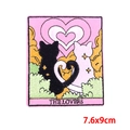 Tarot The Lovers geborduurde patch met zwart-witte katten voor DIY-kleding - De Geliefden Zwart-Witte Katten Hart (PE9505CT)