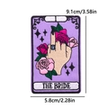 Tarot embroidered patch THE BRIDE with cat and rose design, size 9.1cm x 5.8cm - The Bride Rose And Gesture (PE9979CT)