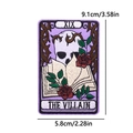 Dettaglio toppa ricamata carta dei tarocchi con teschio e rose per giacche, 9,1x5,8 cm - Il Cattivo Teschio E Spine (PE9980CT)