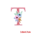Embroidered letter T patch with floral embroidery for DIY clothing 3.8x4.7cm - Letter T (PE7615CT-T)
