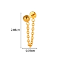 Piercing labret de titanio dorado con cadena colgante y marcas de dimensiones exactas - Estilo Bola (T2577) / Dorado