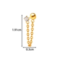 Pendiente de titanio G23 con circonita brillante y cadena de borla dorada - Estilo Circonia Única (T2577) / Dorado