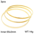 Three pieces set of minimalist gold-plated stainless steel bangles inner size 55x3mm - 3mm Three Rings Set - Inner Diameter 55mm / Gold