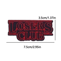 Detailed embroidery of Losers Club text patch on black fabric with red thread - Losers Club (PE10396CT)