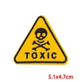 Yellow triangular toxic skull embroidered patch for DIY clothing repair 5.1x4.7cm - Triangle Toxic Skull Slogan (PE8744CT)