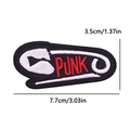 Detailed punk safety pin embroidery patch with red PUNK lettering 7.7cm x 3.5cm - Pe10378ct