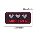 Detail view of Game Over embroidered patch with pixel hearts and red border finish - Game Over Hearts (PE10382CT)