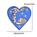 Toppa tarot ricamata a cuore blu con luna crescente e stelle, 6.5x6.8cm - Stile Nuvola Crescente Del Cuore (PE12534CT)