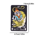 Detailed embroidery of the Tarot Strength card patch showing stitching and dimensions - Strength Tarot Card Style (PE12539CT)
