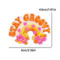 Detailed view of Stay Groovy rainbow floral embroidery patch with 6cm x 4.6cm dimensions - Stay Groovy Rainbow Style (PE12495CT)
