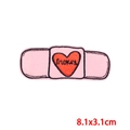 Pink bandage embroidery patch with red heart and I'm okay text for DIY clothing - PE8984CT