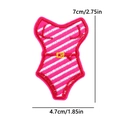 Close-up of pink striped swimsuit embroidery patch with detailed red stitched edges - Pink Swimsuit (PE12524CT)