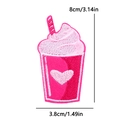Pink cold drink embroidered patch with heart and straw design, 8cm height size display - Pink Milkshake (PE12525CT)