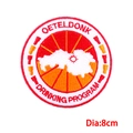 Ronde Oeteldonk drinkprogramma geborduurde patch met rood en oranje randen 8cm - OETELDONK Drinkprogramma (PE9515CT)